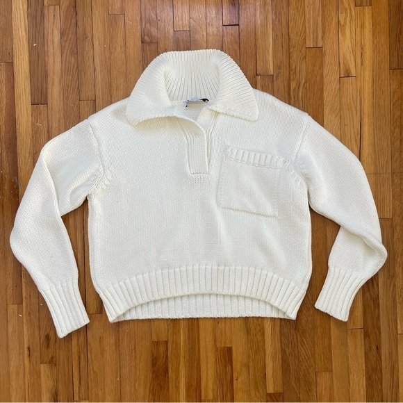 Zara Sweaters - Zara Knit Polo Sweater Size Small White / Ivory